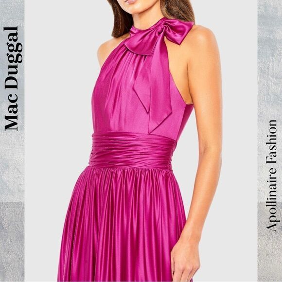 Mac Duggal Pink Halter Maxi Dress - Picture 2 of 8